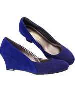 バイカラーウェッジパンプス/ネイビー