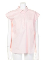 ポケット付ロングブラウス/ライトブルー