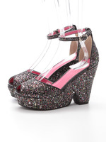 マルチグリッターサンダル/BLACK