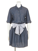 C/Rデニム5分袖シャツOP/ブルー1