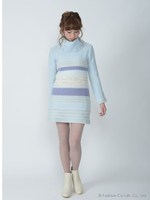 puffyニットオフタートルワンピ/ブラック