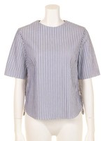 【BED&BREAKFAST】DOBBY STRETCH SCALA STRIPE Short Top/WHITEmix