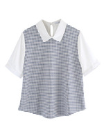 異素材半袖シフォンTOPS/ブラック