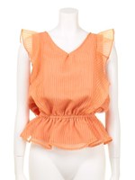 シアーストライプフリルブラウス/ホワイト