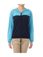 配色ジップニットカーディガン/ブルー系(593)