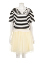 Tシャツチュールコンビワンピース/WHT