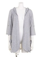 タックポケットフード付きカットカーデ/モクグレー