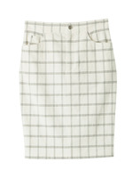 チェック柄細コーデュロイスカート/ホワイト(203)