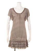 ボーダーワンピース/ブラウン