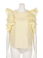 ラッフルスリーブブラウス/WHTxBLU