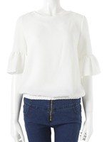 【ECURY】袖フレアトップス/ホワイト