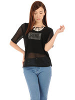 【OU】メッシュロゴTOP/BLACK