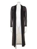 シアーストライプロングニットカーデ/BLK