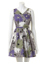 チェック大花ワンピース/YEL