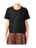 ヒョウ柄風切り替えカットソー/ブラック(019)