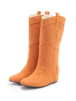 裏ボアインヒールウエスタンブーツ/マスタード(033)