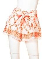 【juliet dunn】cotton criss cross print shorts/オレンジ