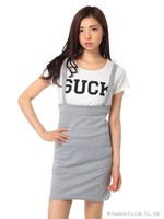 Ｔシャツ付タイトジャンパースカート/グレー