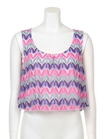 カラフル短丈トップス/BLK