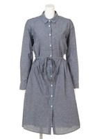 ロングシャツワンピース/サックス