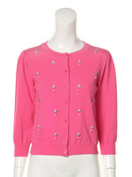 12Gフロントビジュークルーネックショートカーディガン/ローズピンク