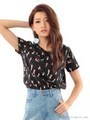 LADY総柄Tシャツ/ブラック