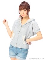 【Tralala】チュールモチーフ付ショートパーカー/ピンク