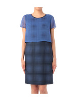 オプティカルチェックワンピース/ブルー系(192)