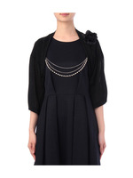 コサージュ&チェーン付きドルマンラメニットボレロ/ブラック(019)