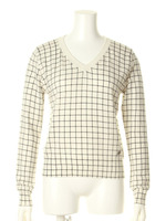 チェックニットプルオーバー/WHTxBLK