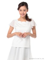 ペプラムネックカット/シロ