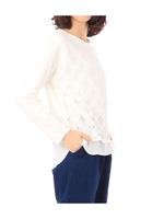 レース切り替えレイヤード風カットソー/オフホワイト(003)