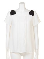 肩リボンシアーギンガムタックブラウス/イエロー