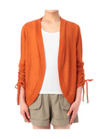 袖シャーリングトッパーカーディガン/オレンジ系(068)