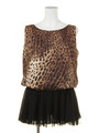 LEOPARD PEPLUM TUNIC/BROWN