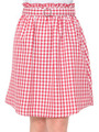 ・共ベルト付きギンガムチェック膝丈スカート/Red