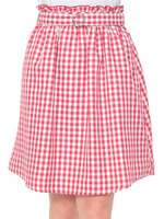 ・共ベルト付きギンガムチェック膝丈スカート/Red