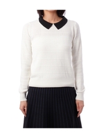 カラー衿付き段切り替えニット/ホワイト(003)