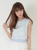 フラワーノースリニット/ライトブルー