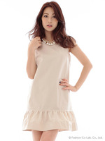 ヘムフリルワンピース/ベージュ