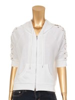 肩スピンドル半袖パーカー/ホワイト