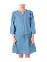 キーネックデニムシャツワンピース/ライトブルー(091)