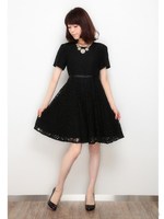 ダブルレース切替ワンピース/ブラック