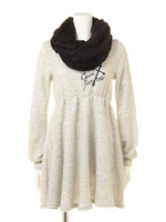 ボアスヌードセットニットワンピ/パープル