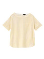 麻ローンストライプブラウス/イエロー系(330)