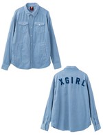 CORDUROY EMBROIDERED SHIRT/LtBLUE