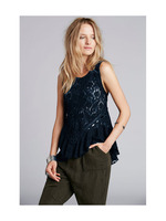 イレギュラーヘムレースタンクトップ/ブルー(092)