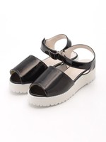 エナメルベルトサンダル/ブラック