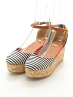 ストラップ付きぽっくりサンダル/ボーダー