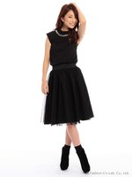 チュールギャザースカート/ブラック